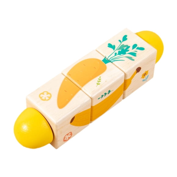 lionlar 3D Wooden Rotating Puzzle Baby Educational Toys for Preschool Boys and Girls Fruit Vegetable