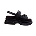thumbnail image 1 of Womens Platform Sandals Open Toe Slingback Slip on Elastic Straps Double Buckle Solid Color Soft Sole Comfortable Breathable Lightweight Casual Summer Sandals Black, 1 of 6