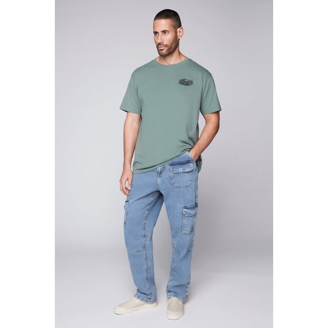 VISION STREET WEAR GELFAND - Loose Fit Cargo Pant with Adjustable Hems - Dark Stone Denim