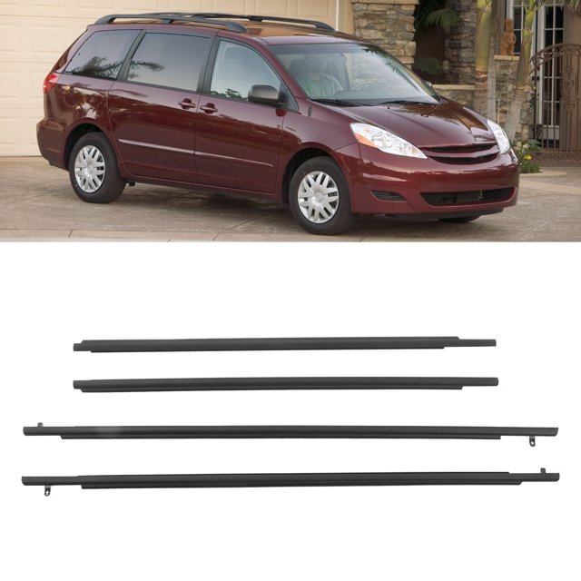 Car Window Moulding Trim, 68210 AE010 Noise Reduction ABS Perfect Match 4PCS For Sienna 2003 To 2010