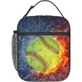 thumbnail image 1 of Baseball Softball On Fire And Water Lunch Box For ,Reusable Insulated Lunch Bag Thermal Lunch Kit Soft Cooler Lunch Tote Bag For Men Women Work Picnic, 1 of 7