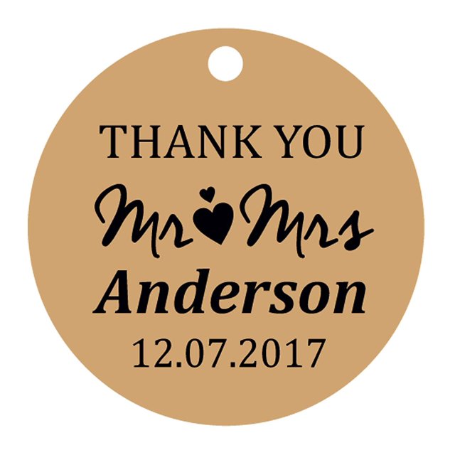 100 PCS Mr & Mrs Personalized Wedding Favor Gift Paper Tags Thank You Custom Made Hang Tags