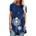 thumbnail image 2 of Innerwin T-Shirt Col Rond Femme Tee Vêtements de Détente Manches Courtes Hauts Décontractés Bleu Marine P, 2 of 3