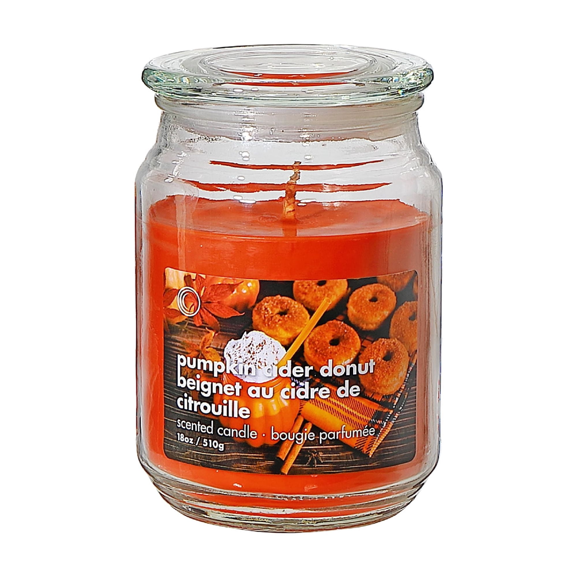 Bougie Parfumée en Pot 18 Oz avec Couvercle en Verre (Beigne au Cidre de Citrouille)