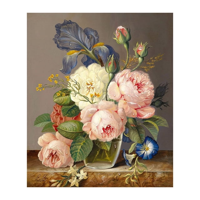 Generic 5D DIY Diamond Painting Kit - 30x40cm Frameless Floral Design, Full Drill Acrylic Rhinestone Art for Home Decoration, Includes Tools & Color Guide