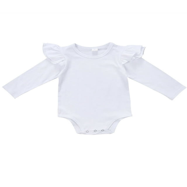 Baby Girl Long Sleeve Solid Bodysuit Romper Jumpsuit Outfits