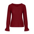 thumbnail image 4 of RXIRUCGD Blouse Basique à Col Rond à Manches Longues Unie pour Femme, Mode d'Automne, Bourgogne, Taille : M, 4 of 6