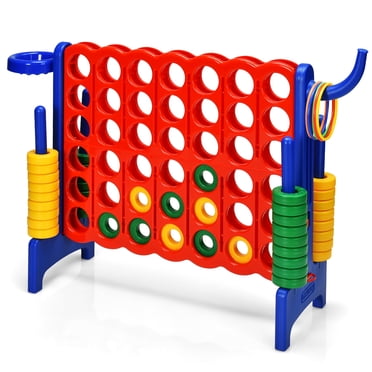 Patiojoy Ensemble de Jeu Géant 4-to-Score pour Enfants Jouets Éducatifs avec Jeu d'Anneau et Panier de Basketball Intérieur Extérieur