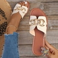 thumbnail image 3 of Sandales Pantoufles Habillées pour Femmes Dames 2025 Mode Boucle Cuir Bout Ouvert Robe Plates à Enfiler Chaussures d'Été, 3 of 5