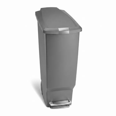 Simplehuman 40 Liter / 10.6 Gallon Slim Trash Can, Kitchen Step Trash Can With Secure Slide Lock, Gray Plastic