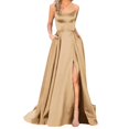 thumbnail image 1 of Ketyyh-chn99 Robe Maxi pour Femmes Robe de Mariage Col en V Unie Robe de Fête Formelle Évasée Élégante Robe Florale Invitée de Mariage Kaki,TG, 1 of 4