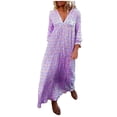 thumbnail image 1 of FcBaudy Robe à Manches Longues à Col en V, Robes d'Été pour Femmes, Robes pour Femmes Mode Femmes Robe Décontractée à Imprimé Robe à Col en V à Manches Longues Robe Longue Robe Femme, 1 of 5