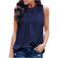 thumbnail image 2 of EGNMCR Camisoles pour Femmes Été Femmes Couleur Unie Pois Col Rond Sans Manches T-Shirts, 2 of 7