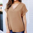 thumbnail image 1 of RXIRUCGD T-Shirts à Col en V pour Femmes Femmes Mode Décontractée Uni Ample T-shirt à Manches Courtes Haut Blouse Chandail Hauts d'Été pour Femmes, 1 of 8