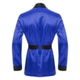 thumbnail image 4 of RUNQHUI Men Silky Satin Smoking Jacket Robe Kimono Bathrobe Luxurious Light Weight Bath Robe Housecoat Royal Blue M, 4 of 7