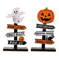 thumbnail image 1 of 2Pcs Halloween Table Décoration Citrouille Signe Ornements Photo Accessoires en Bois, 1 of 9