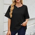 thumbnail image 2 of T-shirts à Manches Courtes pour Femmes Été Col Rond Décontracté Mode T-Shirt Basique Vêtements Mignons Tenues Tendance, 2 of 6
