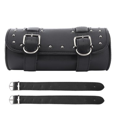 Sac à Outils de Moto, Sac de Guidon de Moto en Cuir PU, Sacoche de Selle de Moto avec Sangle à Boucle en Cuir pour Rangement d'Outils pour Motos Marron, Noir