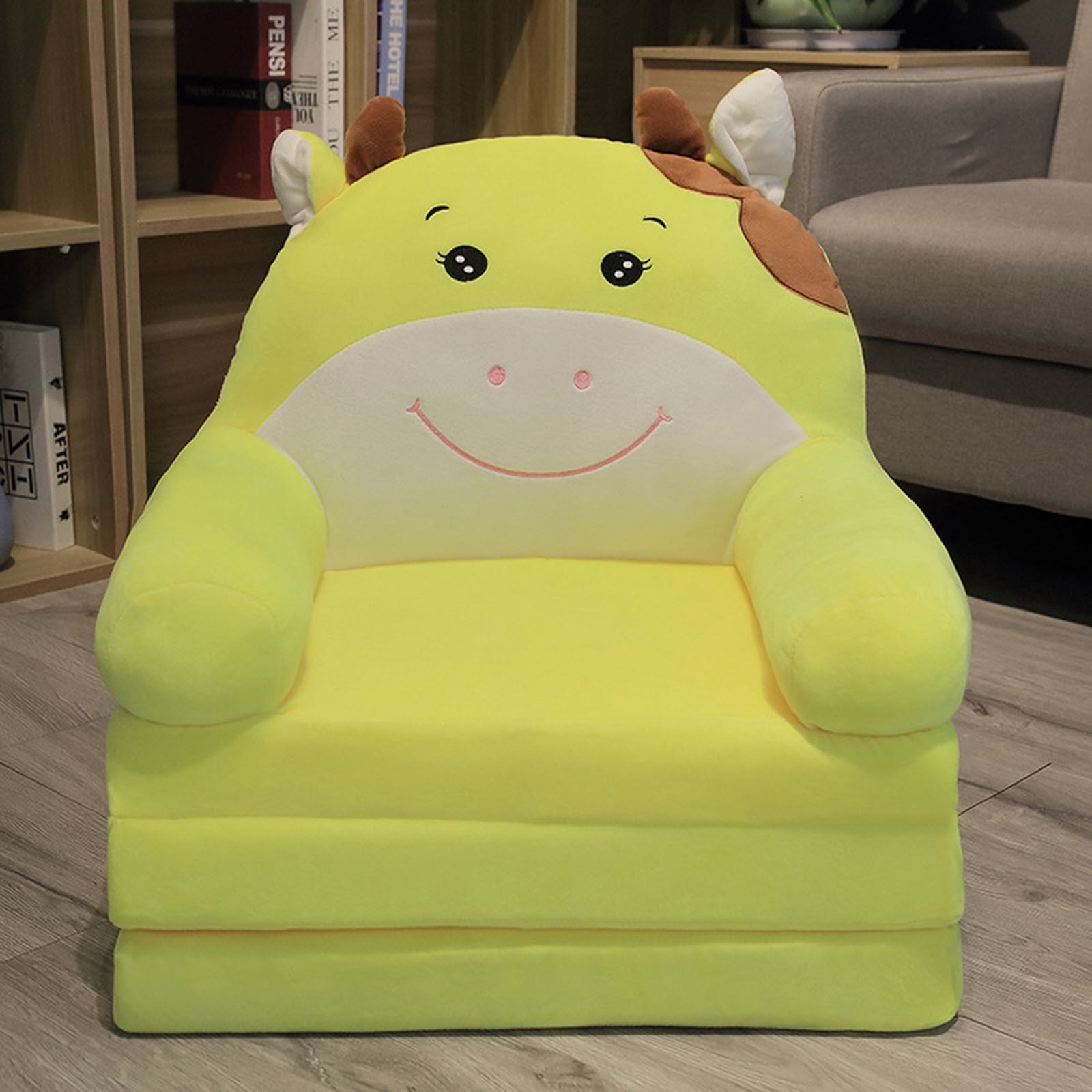 Couch Bed Fold Out Plush Foldable Sofa Backrest Armchair 2 In 1 Cute Cartoon Lazy Sofa Flip Open Sofa Bed Convertible Sofa for Napping Reading Playing (19.69"x11.42"x20.47")