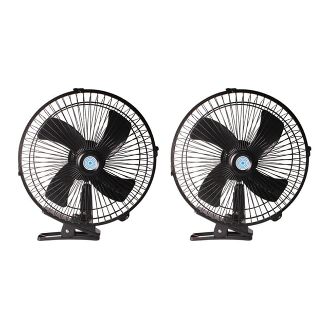 2X 10 Inch 12V Car Electric Fan Adjustable Speed Oscillating Cooling Fans with Clip for Home Travel Car Truck
