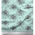 thumbnail image 1 of Soimoi Green Heavy Canvas Fabric Cedar Tree & Mountain Nature Print Sewing Fabric Yard 58 Inch Wide, 1 of 1