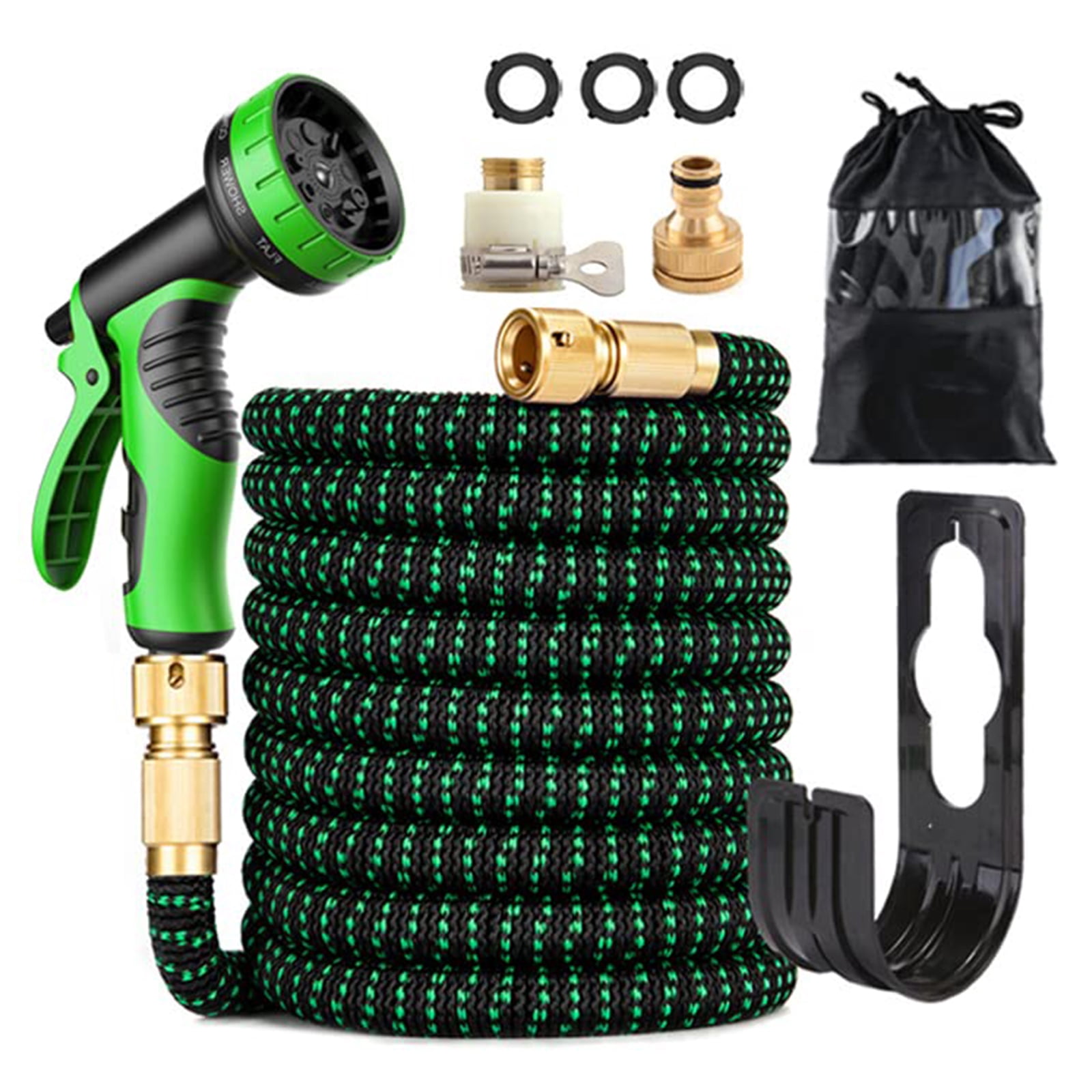 Garden hose 50 feet hose with 10 function nozzles, expandable garden hose with hose holder, flexible and lightweight hose, expandable car wash hose for yard watering