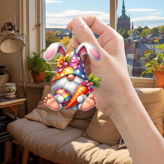 Birdeem Pendentif Plat de Pâques en Acrylique Pendentif Nain de Pâques