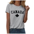 thumbnail image 1 of WEIYLL T-Shirts Women Canada Day Letter Maple Leaf Print Grey Tees Sizes L, 1 of 3