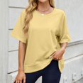 thumbnail image 2 of T-shirts à Manches Courtes pour Femmes Été Col Rond Décontracté Mode T-Shirt Basique Vêtements Mignons Tenues Tendance, 2 of 6