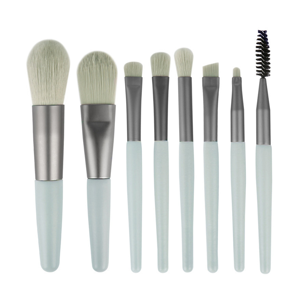 Ruiboury Pack of 8 Makeup Brushes Storage Bag Powder Foundation Make Up Kit Eyelash Brush Cosmetics Tools for Travel Household Light Blue Type 2