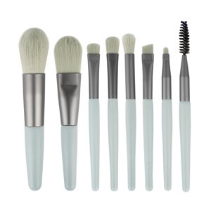 Ruiboury Pack of 8 Makeup Brushes Storage Bag Powder Foundation Make Up Kit Eyelash Brush Cosmetics Tools for Travel Household Light Blue Type 2