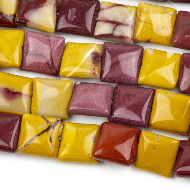 Cherry Blossom Beads Mookaite Beads 10mm Smooth Square - 8 inch Strand