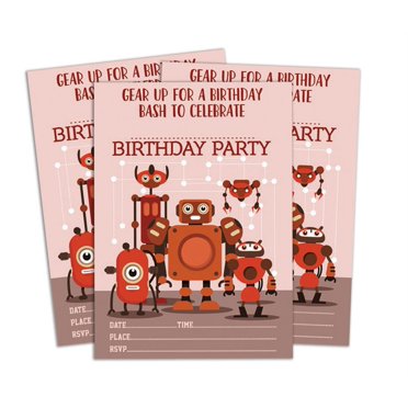 Darling Souvenir Carte d'Invitation d'Anniversaire Rose Imprimable Élégante à Remplir Ou à Écrire Invitations de Fête Vierges 28 Pcs 5 x 7 Pouces
