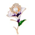 thumbnail image 1 of Exuqisite Dripping Oil Alloy Trumpet Sunflower Brooch Pin with Rhinestones Faux Pearl (Purple), 1 of 3