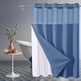thumbnail image 5 of Rideau de Douche avec Poids Magnétiques / Tissu Polyester Robuste / Rideau de Salle de Bain Résistant à l'Eau pour Maison, Appartement, Dortoir, VR / Conception Réversible 71 x 80 Pouces avec Grands Oeillets, 5 of 5