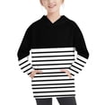 thumbnail image 1 of RXIRUCGD Girls Hoodie Lightweight Sweatshirt, Color Block Striped Pullover Sweatshirt Fall Fashion Girls Clothes, Girls Black Sweatshirt Size 7-8 Years, 1 of 7