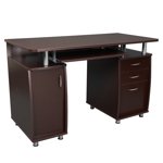Techni Mobili Engineered Wood Computer Desk w/CPU Stand Compartment in Chocolate
