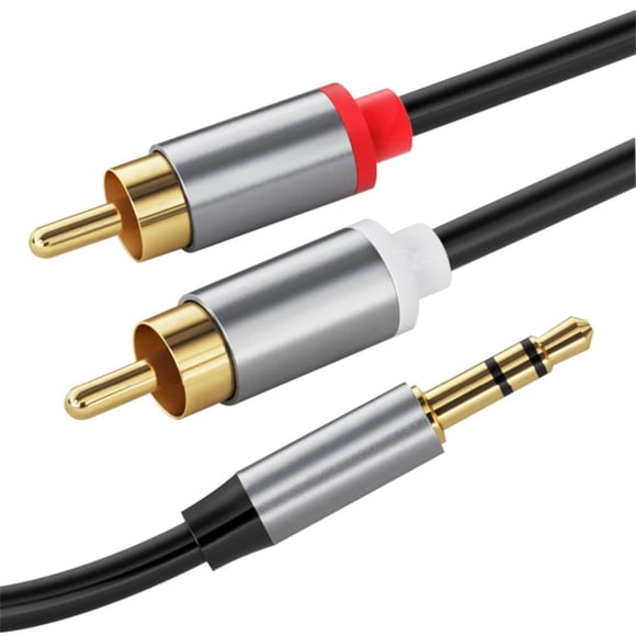 REQO RCA Audio Cable, 2 RCA Phono Male to 3.5mm Male Headphone Jack Stereo Y Splitter Red and White Aux Lead Compatible with Speaker, DJ Controller, Turntable TV, Hi-Fi Amplifer, 3.3ft