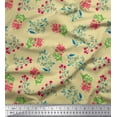 thumbnail image 1 of Soimoi Tissu Poly Georgette Feuilles & Fleurs Roses Imprimé Floral 1 Yard 42 Pouces de Large, 1 of 3