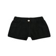 thumbnail image 1 of Baby Girls Casual Denim Shorts Solid Color High Waist Button Ripped Jeans with Side Pockets Purple 2-3 Years, 1 of 5