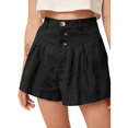 thumbnail image 3 of B91xZ Womens Gym Shorts 5" Inseam Drawstring Linen Blend Short,Black M, 3 of 3