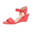 thumbnail image 1 of Womens Solid Color Round Toe Wedge Heel Buckle Suede Low Top Sandals Shoes, 1 of 9