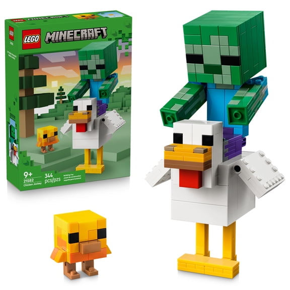 LEGO Minecraft Chicken Jockey - Building Toy for Boys & Girls, Ages 9+ - Collectible Minecraft Toy - Display for Kids Bedroom - Gift for Birthdays - 21582