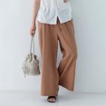thumbnail image 2 of Timegard Womens Cotton Linen Pants Wide Leg Elastic Waisted Drawstring Casual Loose Trousers with Pockets, 2 of 4
