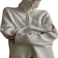 thumbnail image 2 of CNKOO Women Knitting Long Sleeve Lapel Zipper Solid Color Fall Loose Coat, 2 of 9