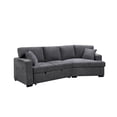 thumbnail image 3 of K-Living Charles Modern Grey Fabric Sofa Bed with Drop-Down Tray and Matching Pillows, 3 of 6