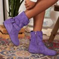 thumbnail image 2 of XZNGL Bottes pour Femmes Hiver Bottes d'Hiver pour Femmes Rétro Femmes Vintage Boucle Simple Fermeture Éclair Décontractée Intérieur Rehaussant Talons Bas Fermeture Éclair Automne Hiver Bottines Bout Rond Chaussures, 2 of 9
