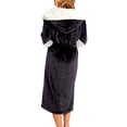 thumbnail image 3 of Fashnice Women Sleepwear Long Sleeve Sherpa Robes Solid Color Fuzzy Plush Bathrobe Warm Sleeping Fleece Robe Black L, 3 of 4
