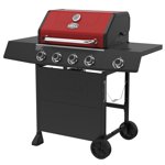 Expert Grill 4-Burner Gas BBQ Grill with Side Burner, Red