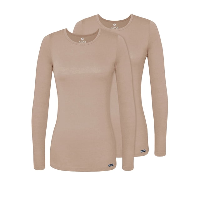 Adar sous-Couches pour Femmes, Lot de 2 - T-Shirt de sous-Couche à Manches Longues Confortable